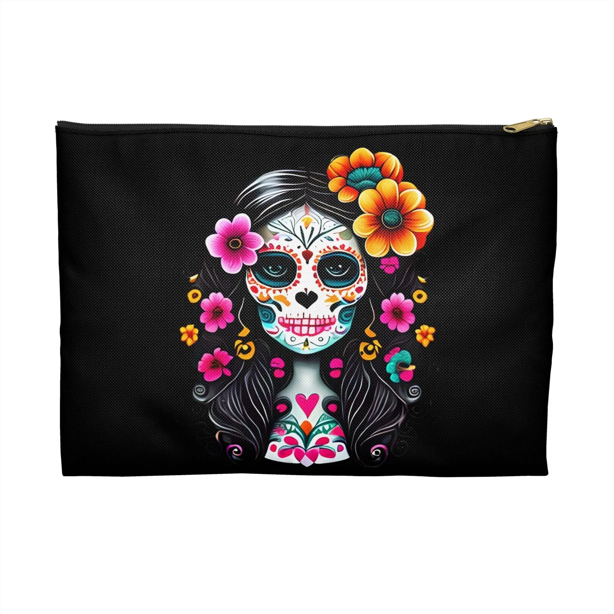 Mexican La Catrina Black Pouch