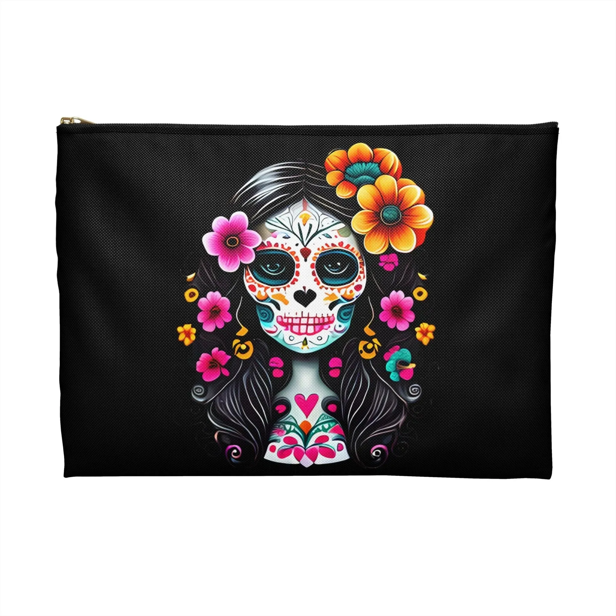 Mexican La Catrina Black Pouch