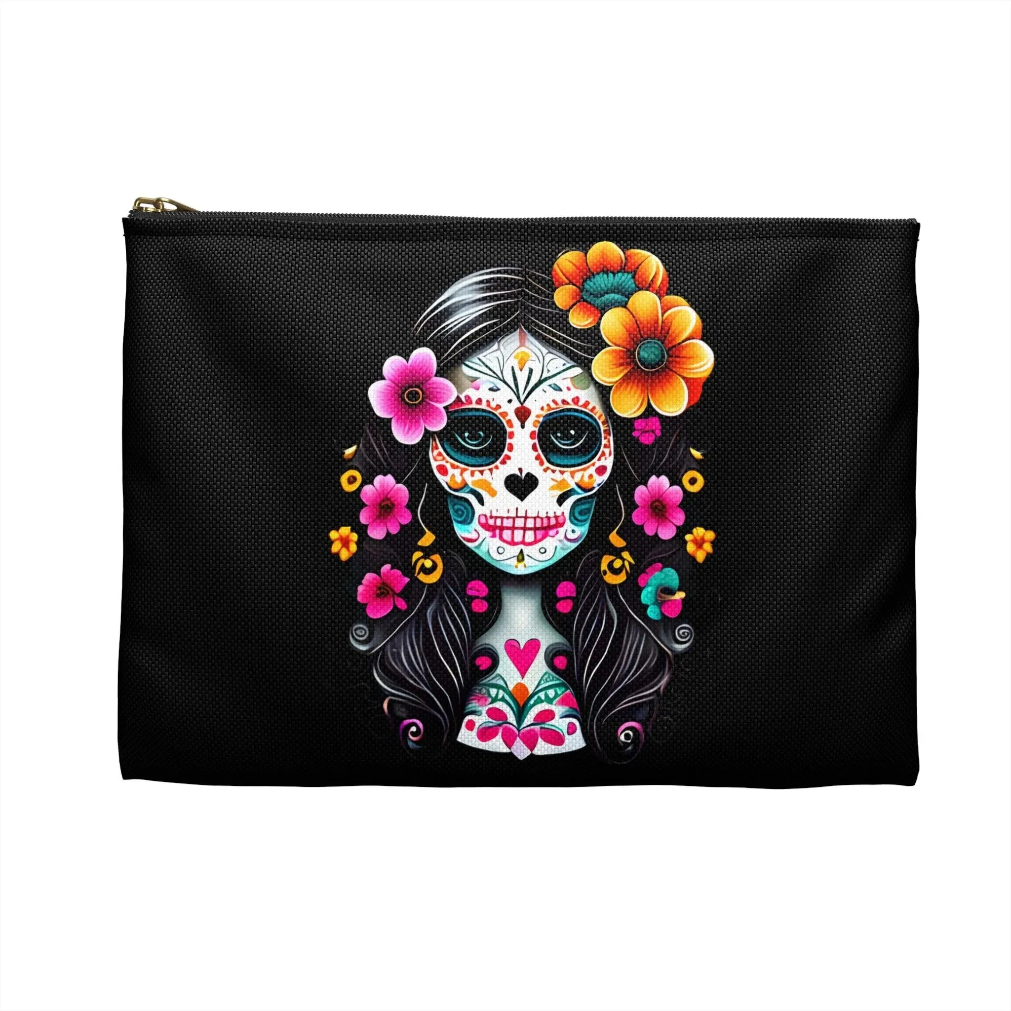 Mexican La Catrina Black Pouch