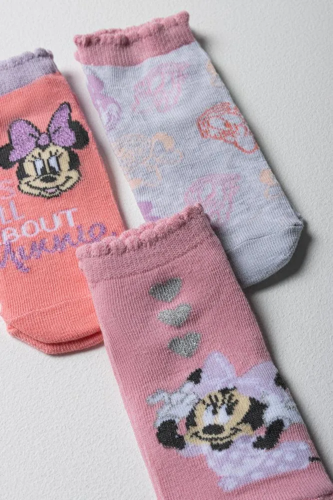 Minnie Mouse 3 Pack Low Leg Socks Multi