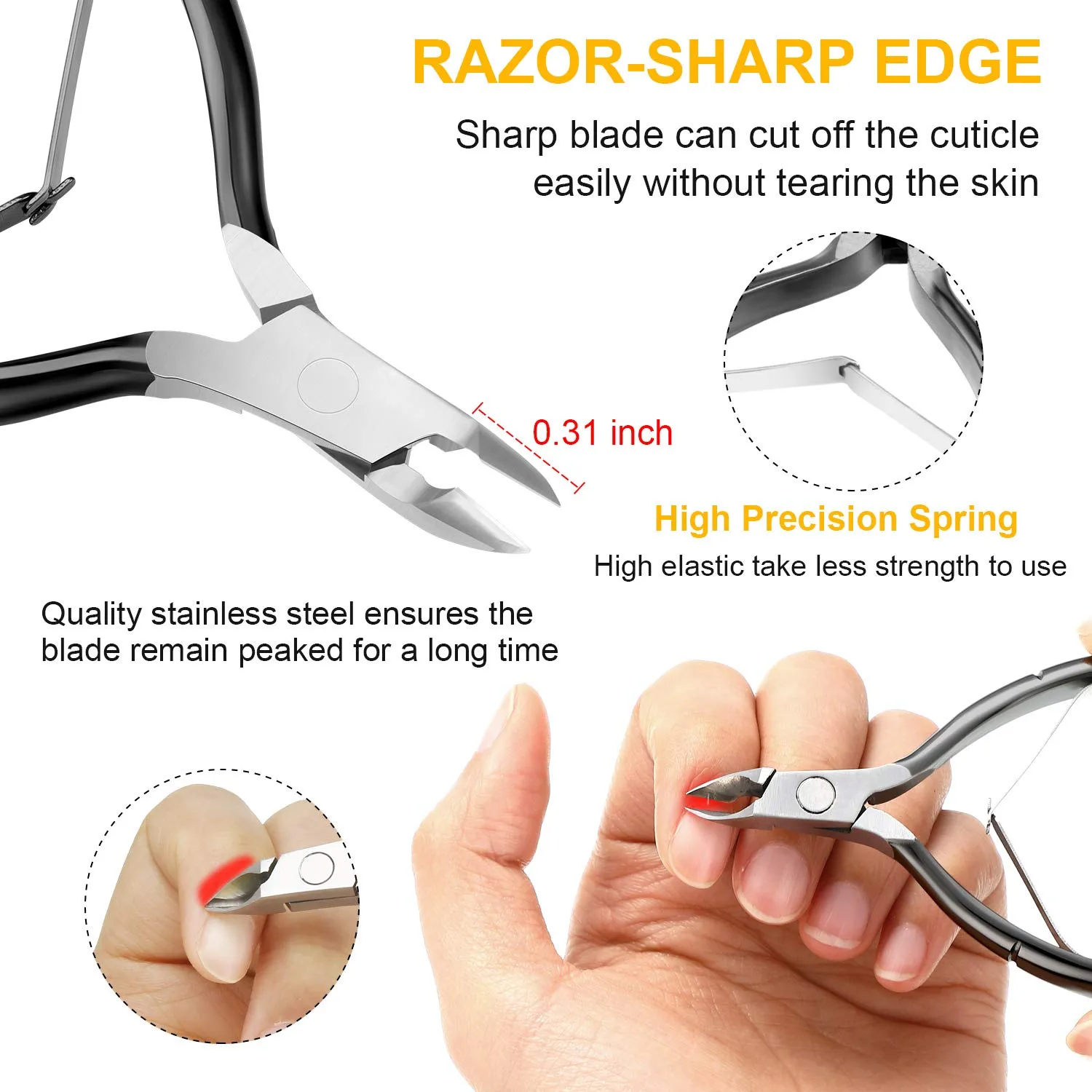 Nail Clippers 4 in 1 Set for Acrylic Nails-Black
