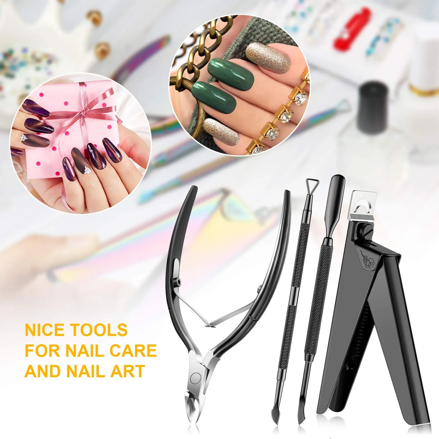 Nail Clippers 4 in 1 Set for Acrylic Nails-Black