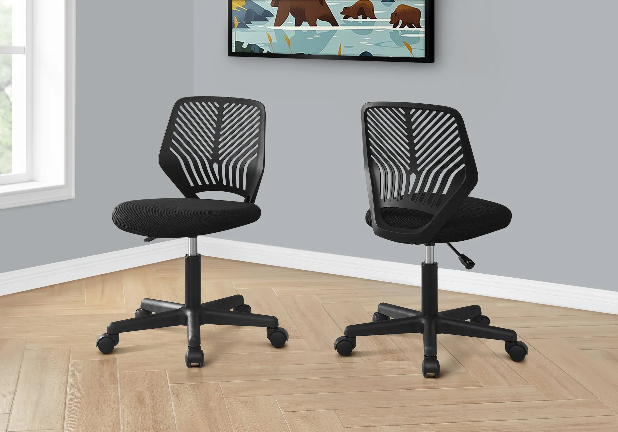 Office Chair - Black Juvenile / Black Base On Castors