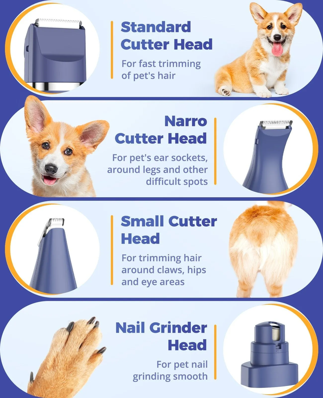 Oneisall N12 4 in 1 Small Dog Grooming Kit for Paw Trimmer Nail Grinder