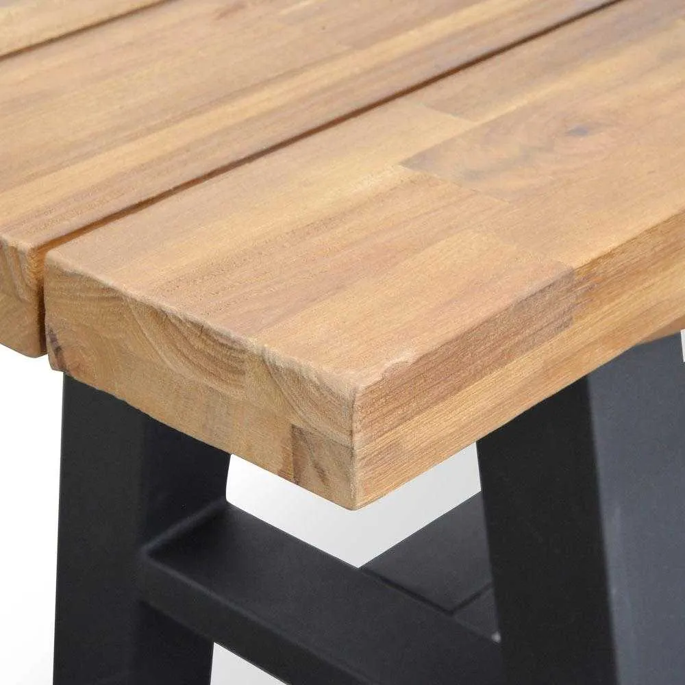 Outdoor Wooden Bench - Natural Top and Black Legs