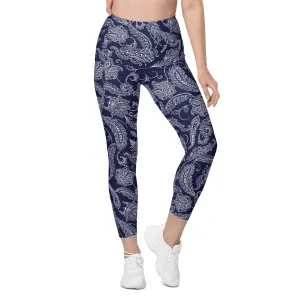 Paisley Floral Leggings With Pockets