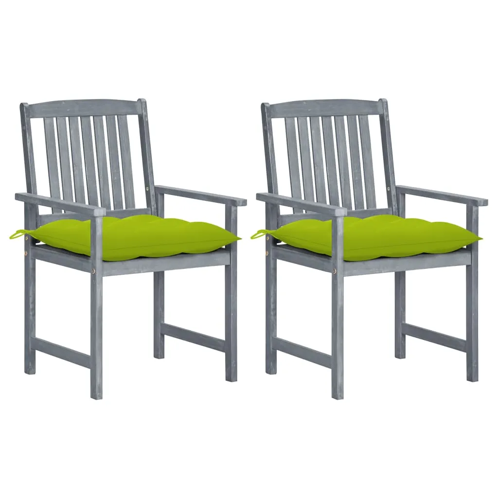 Patio Chairs Outdoor Dining Chair with Cushions Gray Solid Wood Acacia