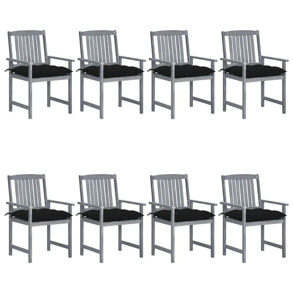 Patio Chairs Outdoor Dining Chair with Cushions Gray Solid Wood Acacia