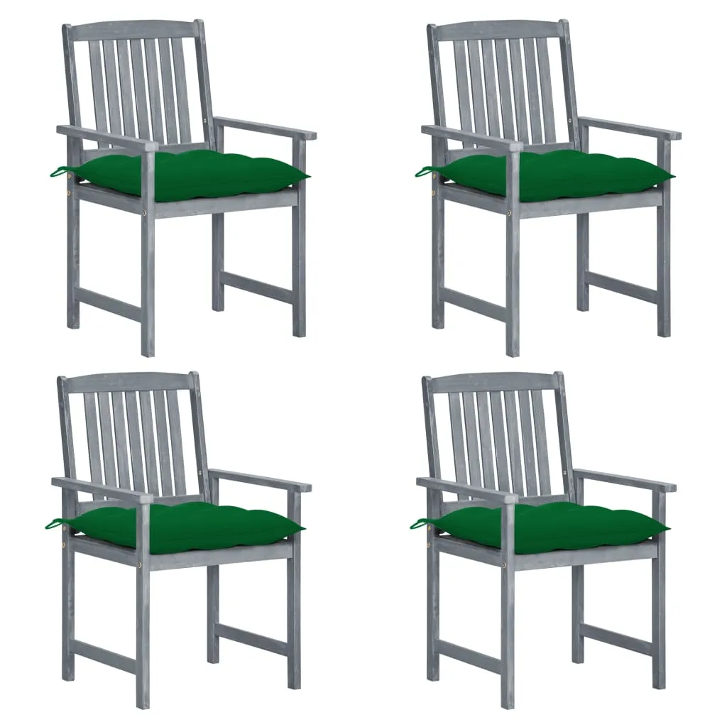 Patio Chairs Outdoor Dining Chair with Cushions Gray Solid Wood Acacia