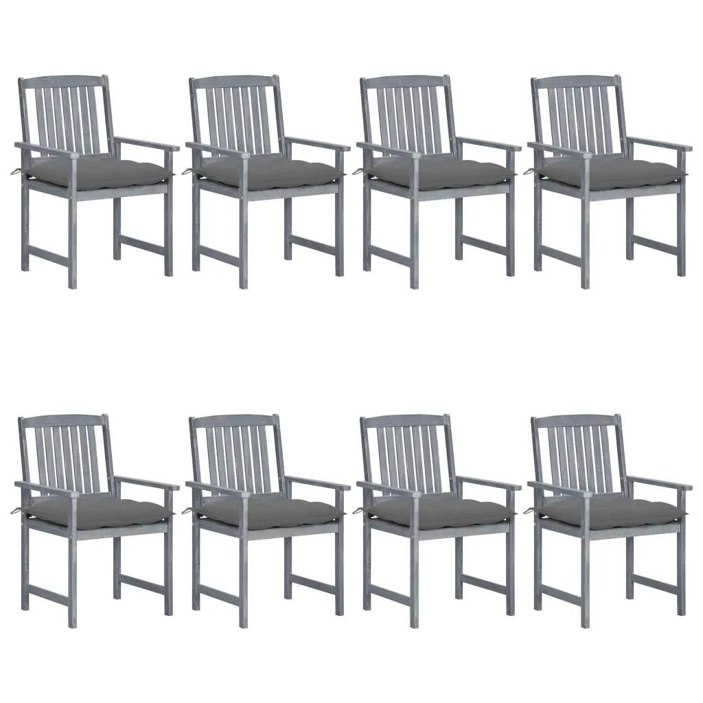 Patio Chairs Outdoor Dining Chair with Cushions Gray Solid Wood Acacia