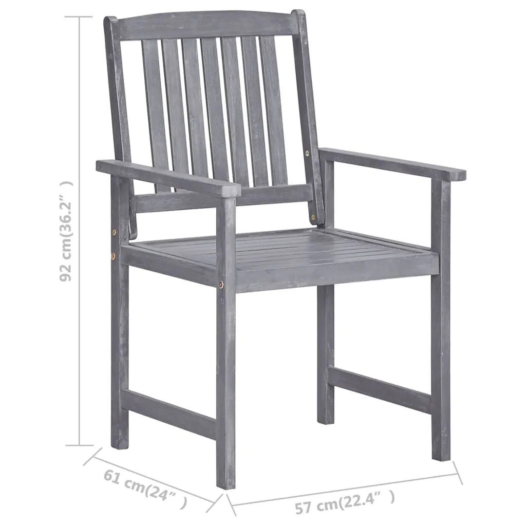 Patio Chairs Outdoor Dining Chair with Cushions Gray Solid Wood Acacia