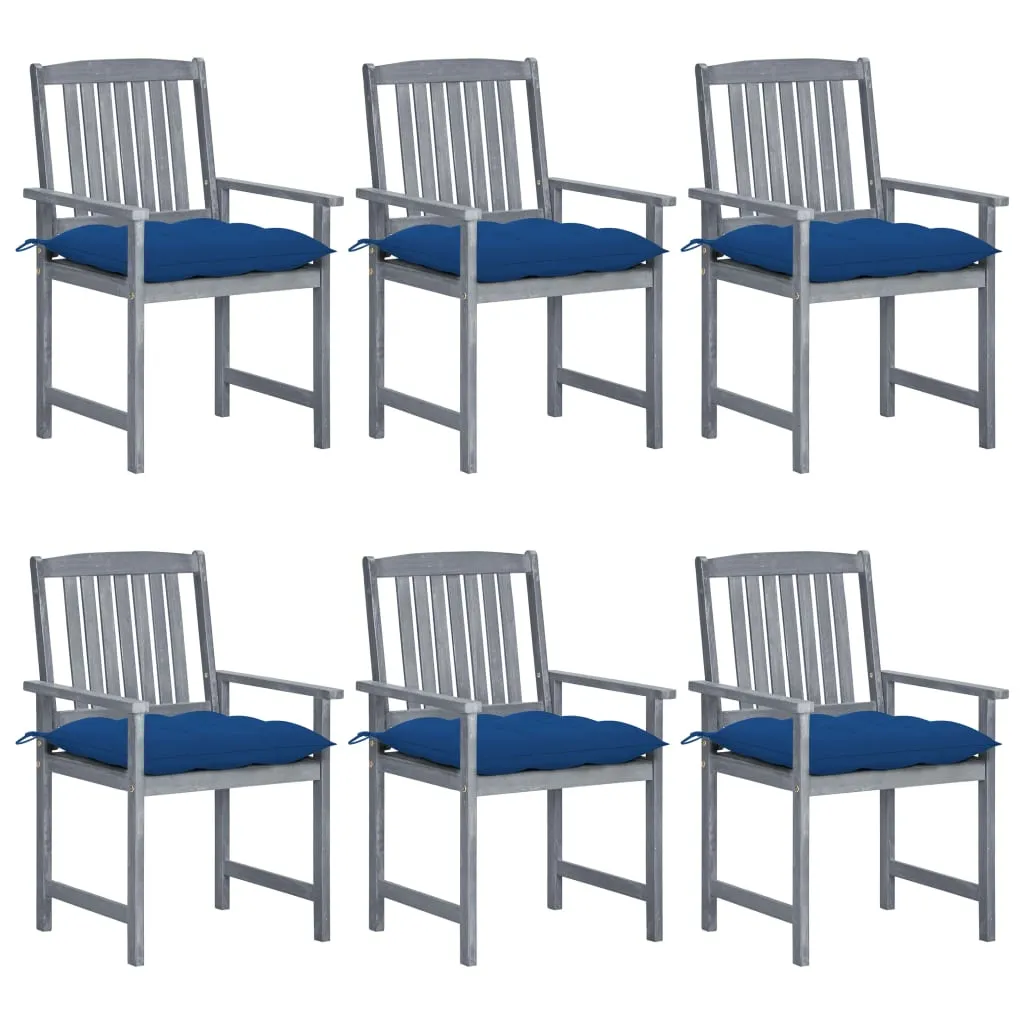 Patio Chairs Outdoor Dining Chair with Cushions Gray Solid Wood Acacia