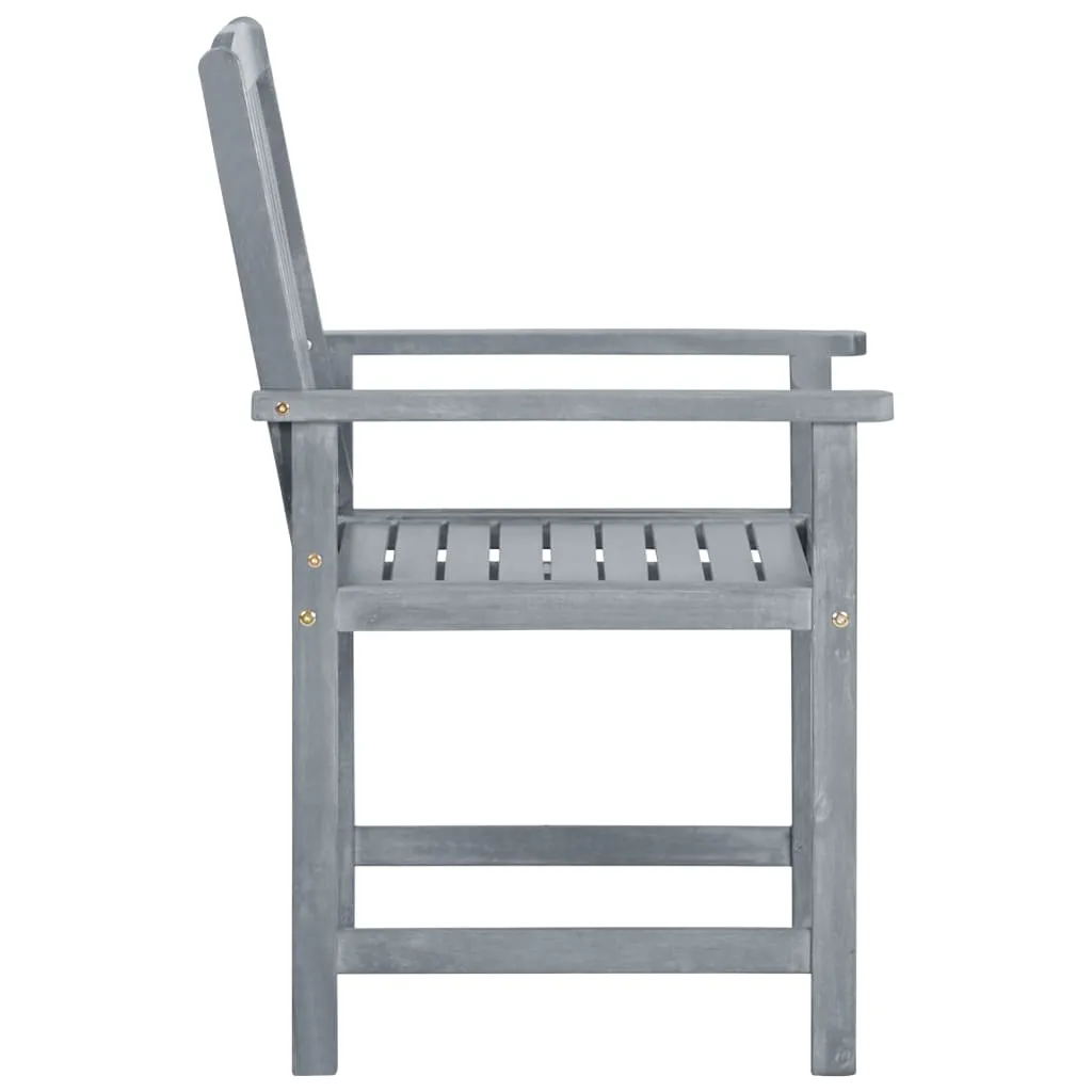 Patio Chairs Outdoor Dining Chair with Cushions Gray Solid Wood Acacia