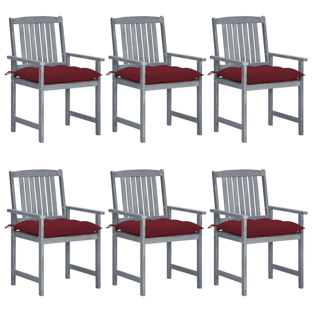 Patio Chairs Outdoor Dining Chair with Cushions Gray Solid Wood Acacia