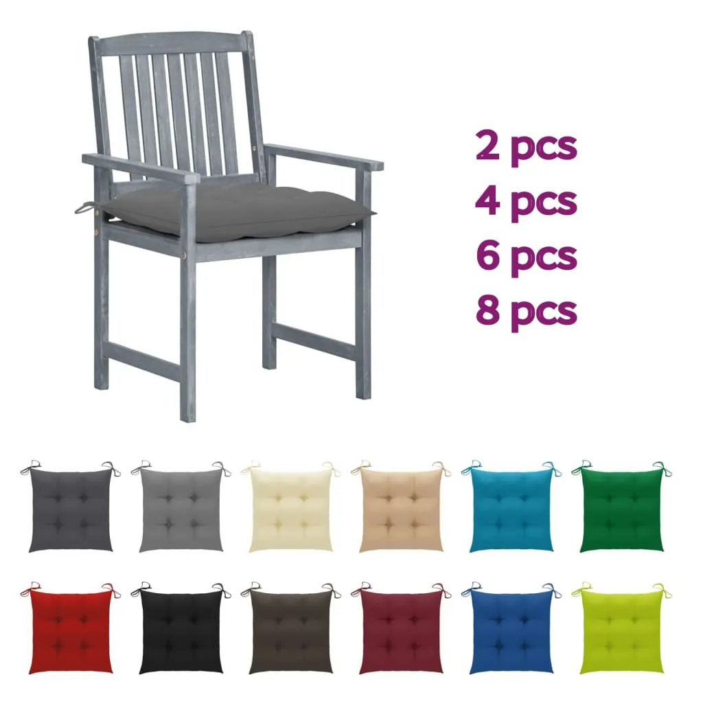 Patio Chairs Outdoor Dining Chair with Cushions Gray Solid Wood Acacia