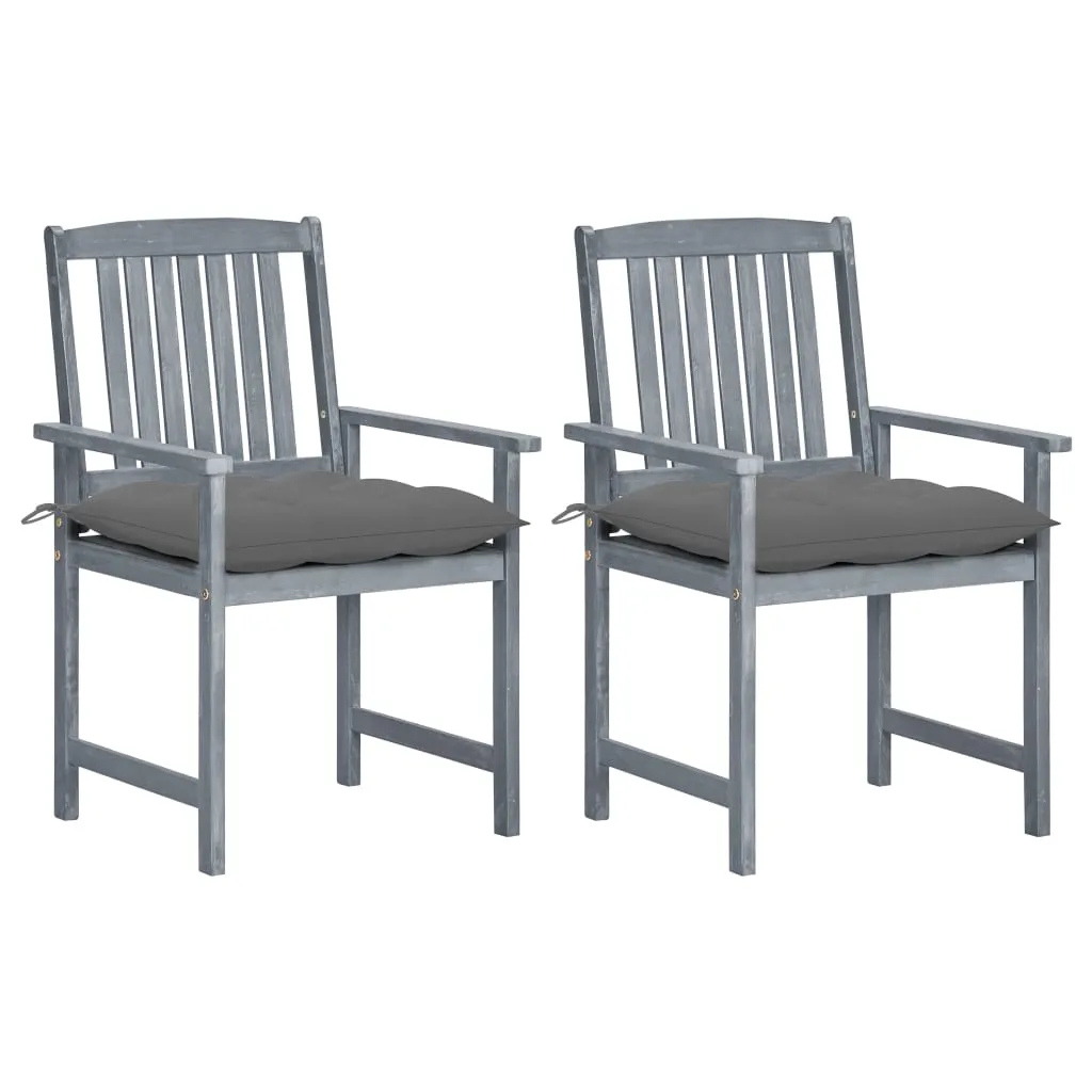 Patio Chairs Outdoor Dining Chair with Cushions Gray Solid Wood Acacia