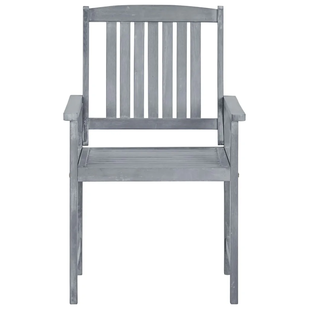 Patio Chairs Outdoor Dining Chair with Cushions Gray Solid Wood Acacia