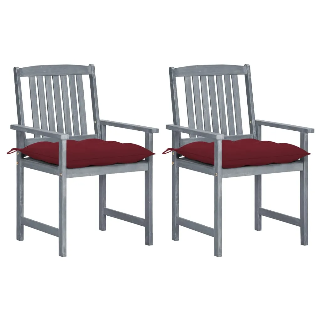 Patio Chairs Outdoor Dining Chair with Cushions Gray Solid Wood Acacia