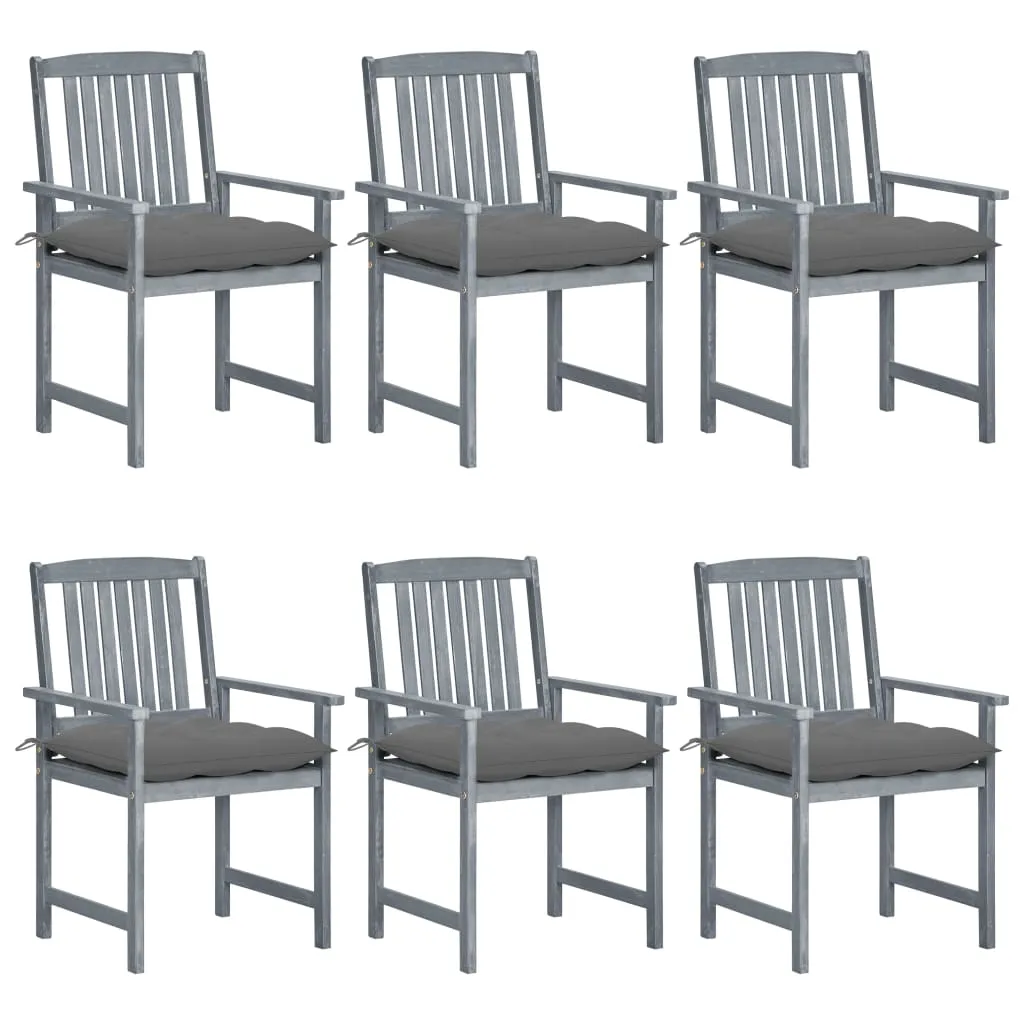 Patio Chairs Outdoor Dining Chair with Cushions Gray Solid Wood Acacia