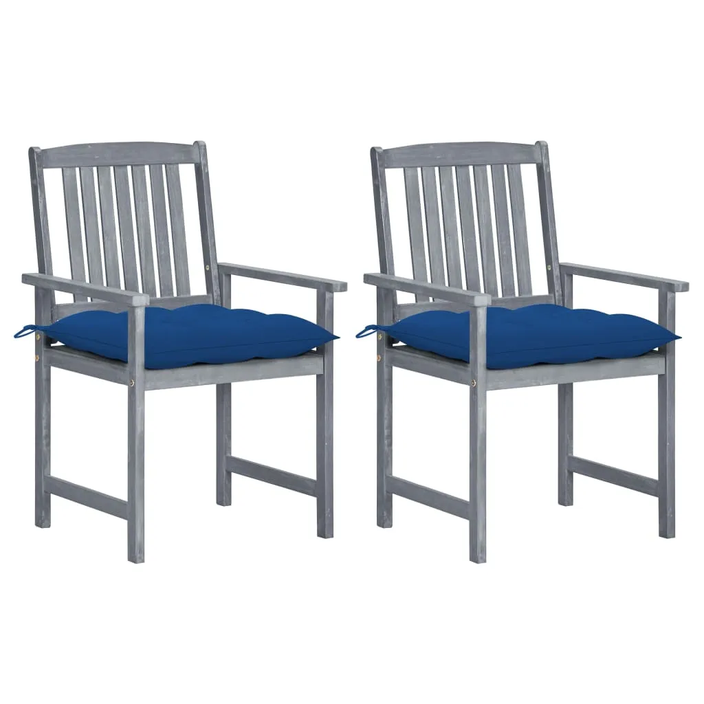 Patio Chairs Outdoor Dining Chair with Cushions Gray Solid Wood Acacia