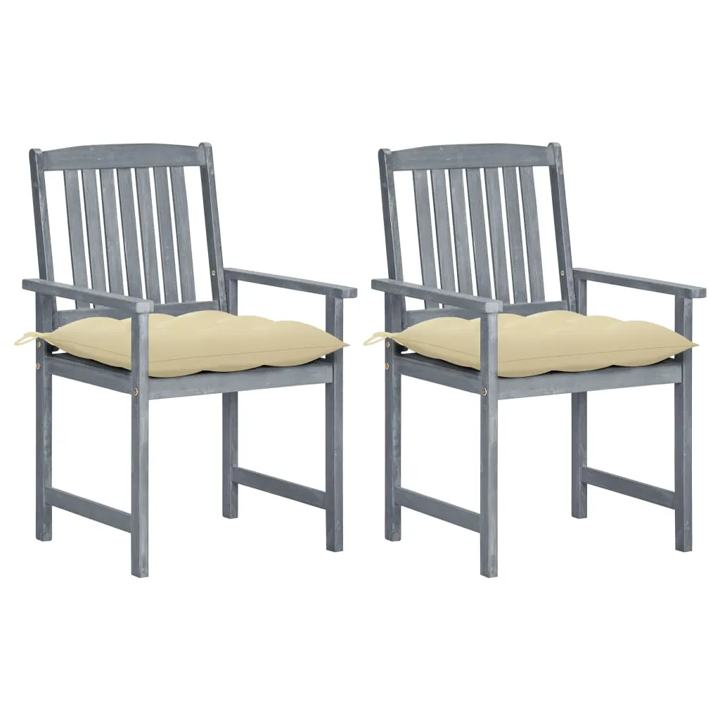 Patio Chairs Outdoor Dining Chair with Cushions Gray Solid Wood Acacia