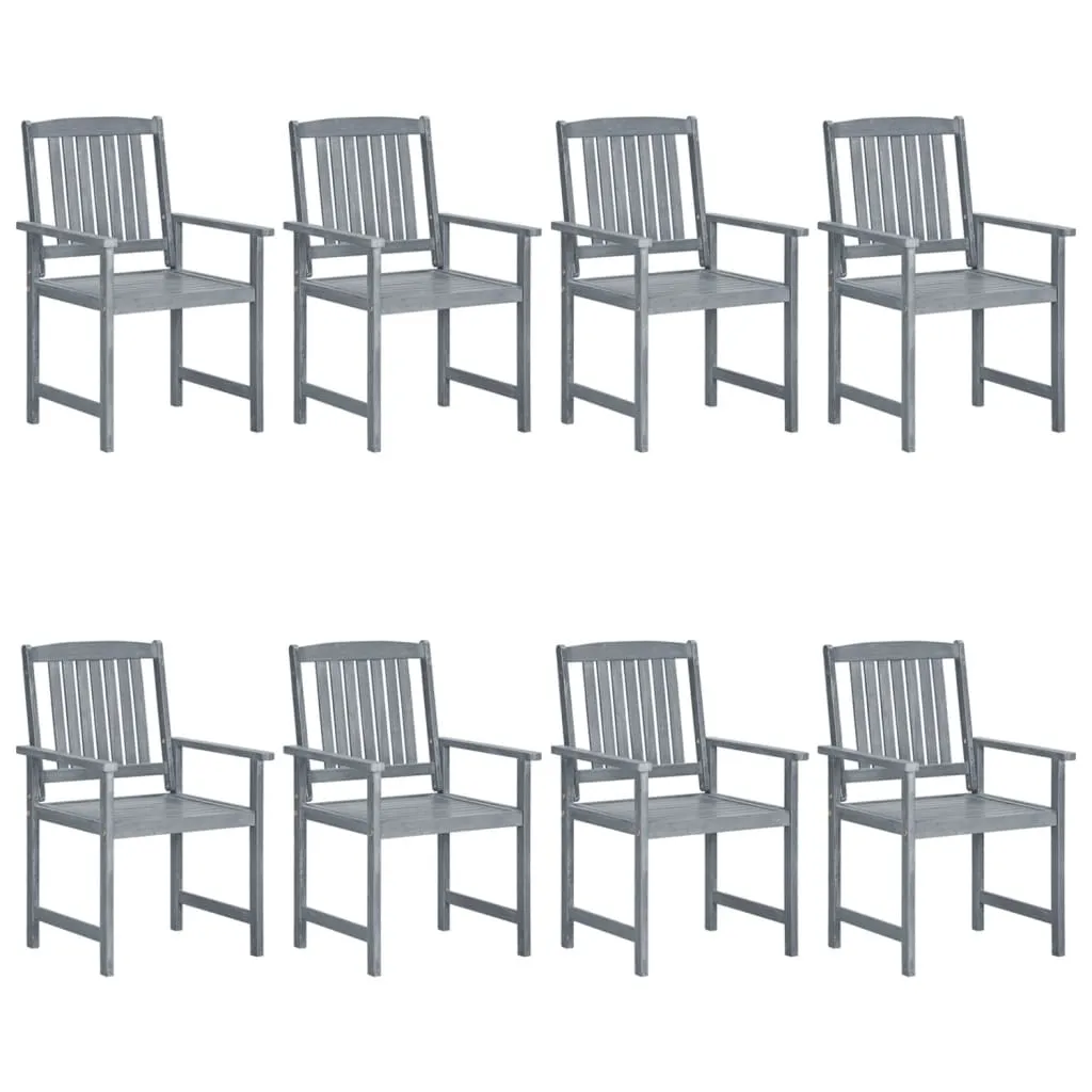 Patio Chairs Outdoor Dining Chair with Cushions Gray Solid Wood Acacia