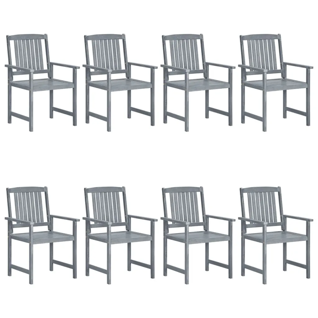 Patio Chairs Outdoor Dining Chair with Cushions Gray Solid Wood Acacia