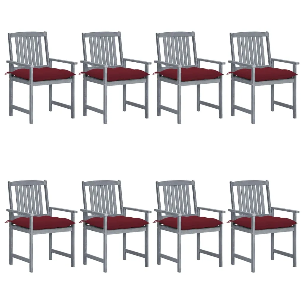 Patio Chairs Outdoor Dining Chair with Cushions Gray Solid Wood Acacia