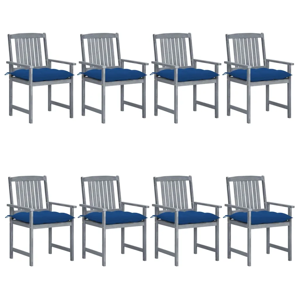 Patio Chairs Outdoor Dining Chair with Cushions Gray Solid Wood Acacia
