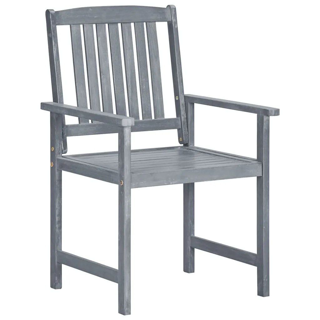 Patio Chairs Outdoor Dining Chair with Cushions Gray Solid Wood Acacia