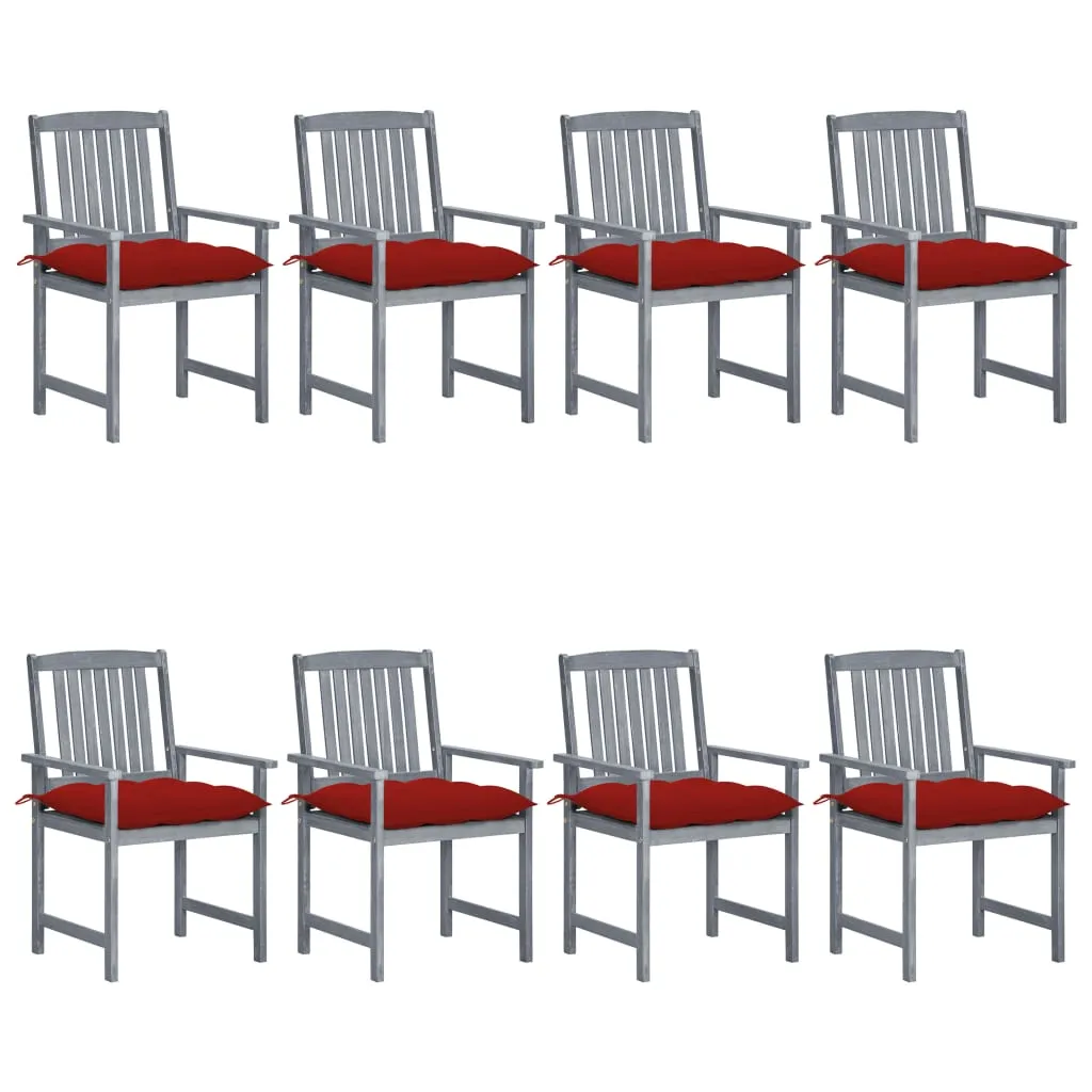 Patio Chairs Outdoor Dining Chair with Cushions Gray Solid Wood Acacia