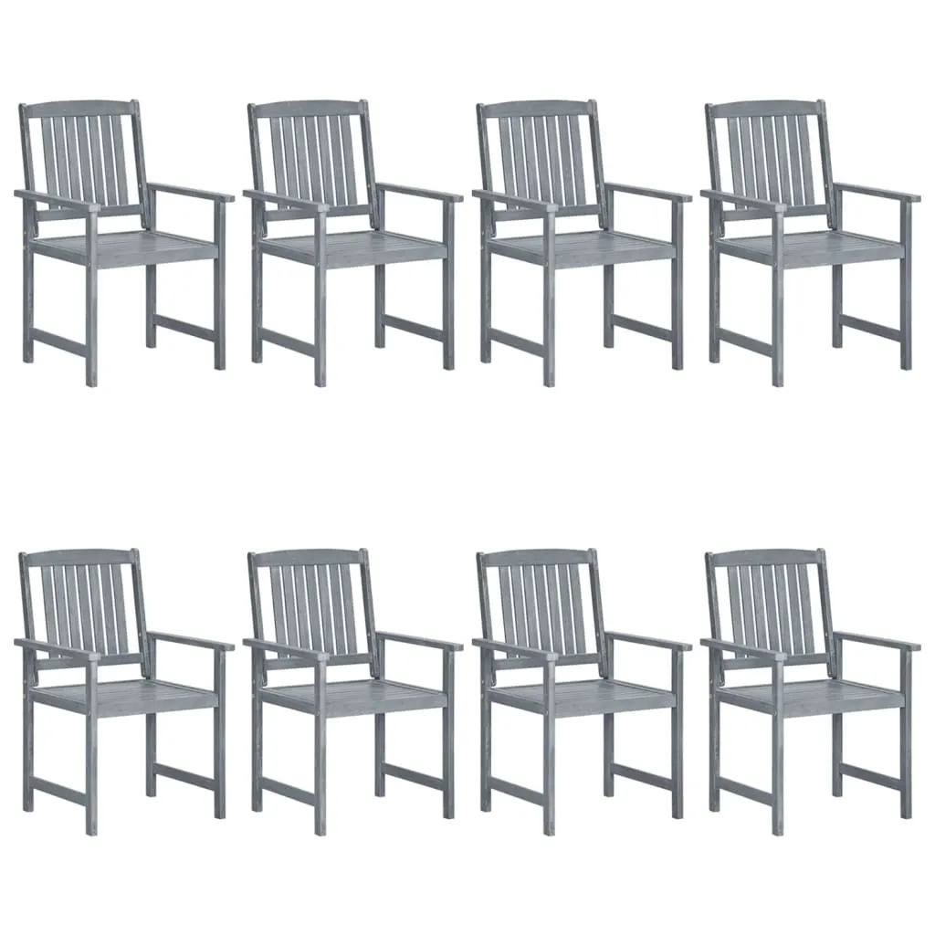 Patio Chairs Outdoor Dining Chair with Cushions Gray Solid Wood Acacia