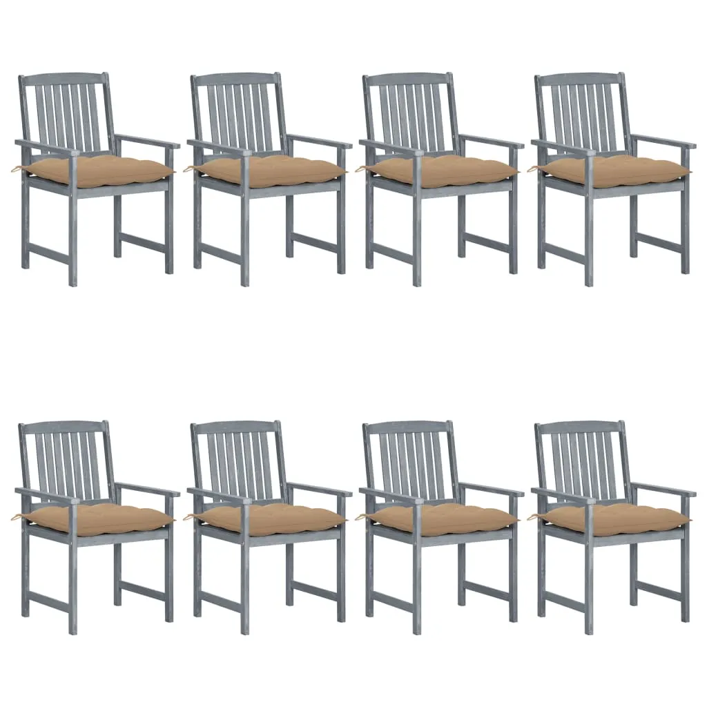 Patio Chairs Outdoor Dining Chair with Cushions Gray Solid Wood Acacia