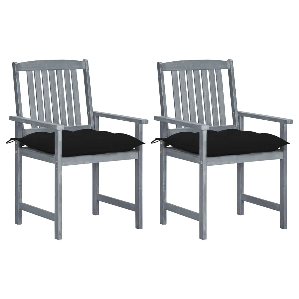 Patio Chairs Outdoor Dining Chair with Cushions Gray Solid Wood Acacia