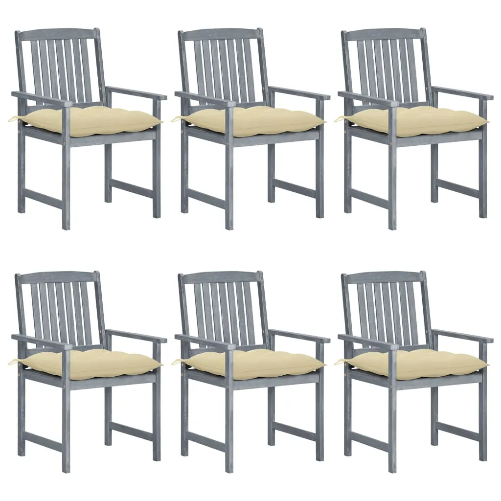 Patio Chairs Outdoor Dining Chair with Cushions Gray Solid Wood Acacia
