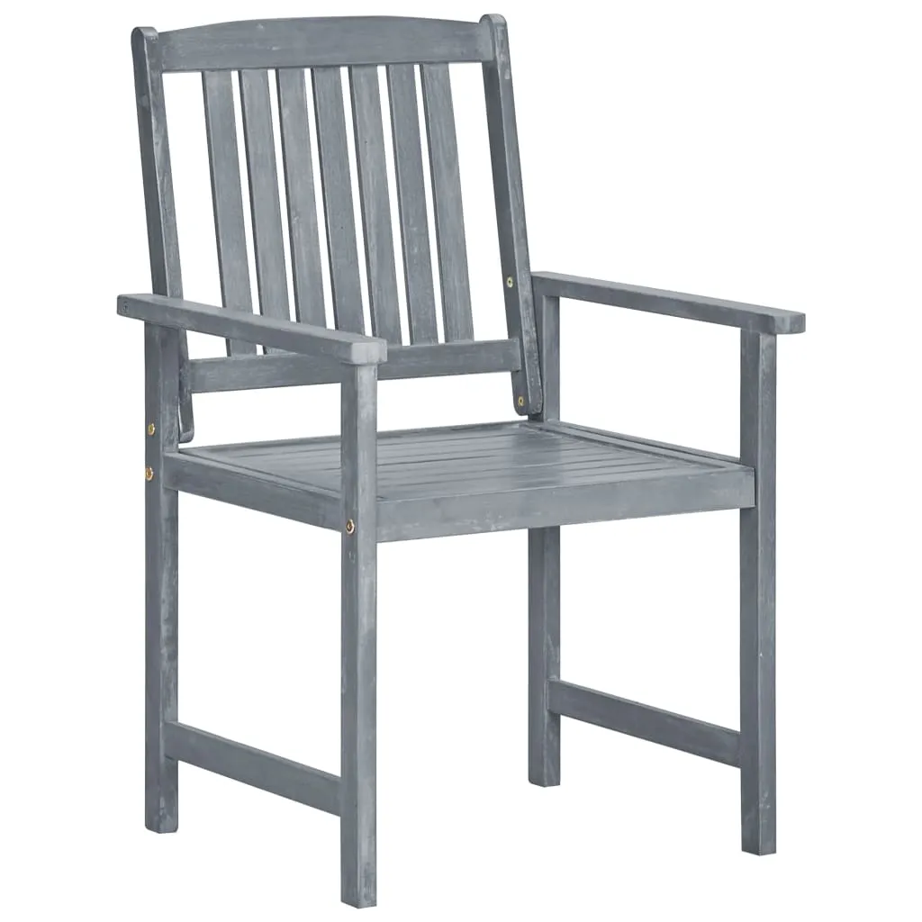 Patio Chairs Outdoor Dining Chair with Cushions Gray Solid Wood Acacia