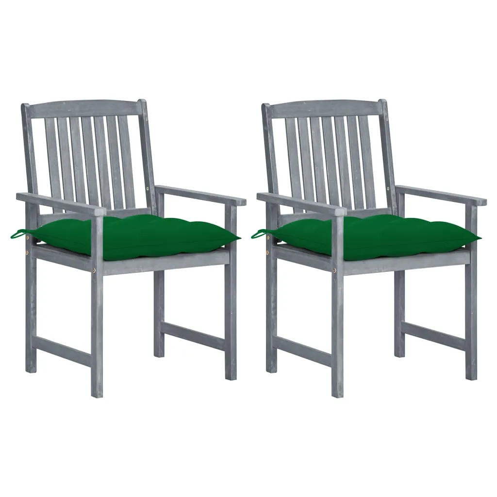 Patio Chairs Outdoor Dining Chair with Cushions Gray Solid Wood Acacia