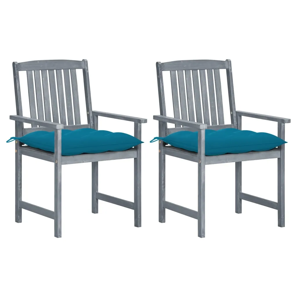 Patio Chairs Outdoor Dining Chair with Cushions Gray Solid Wood Acacia