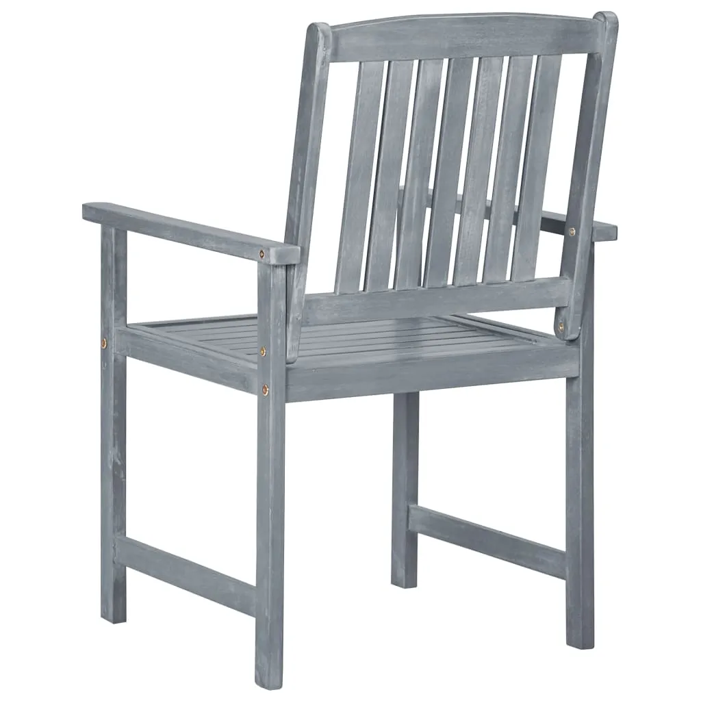 Patio Chairs Outdoor Dining Chair with Cushions Gray Solid Wood Acacia