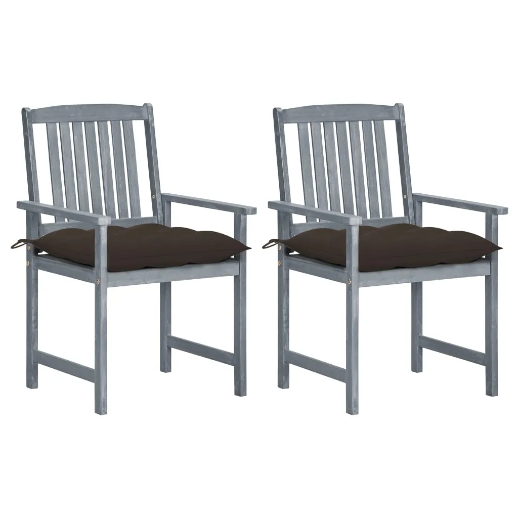 Patio Chairs Outdoor Dining Chair with Cushions Gray Solid Wood Acacia
