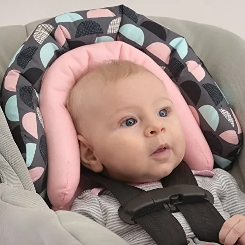 Pink, Gray & Teal Baby & Toddler 2-in-1 Head Support for Car Seats, Strollers & Bouncers