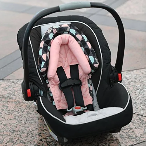 Pink, Gray & Teal Baby & Toddler 2-in-1 Head Support for Car Seats, Strollers & Bouncers