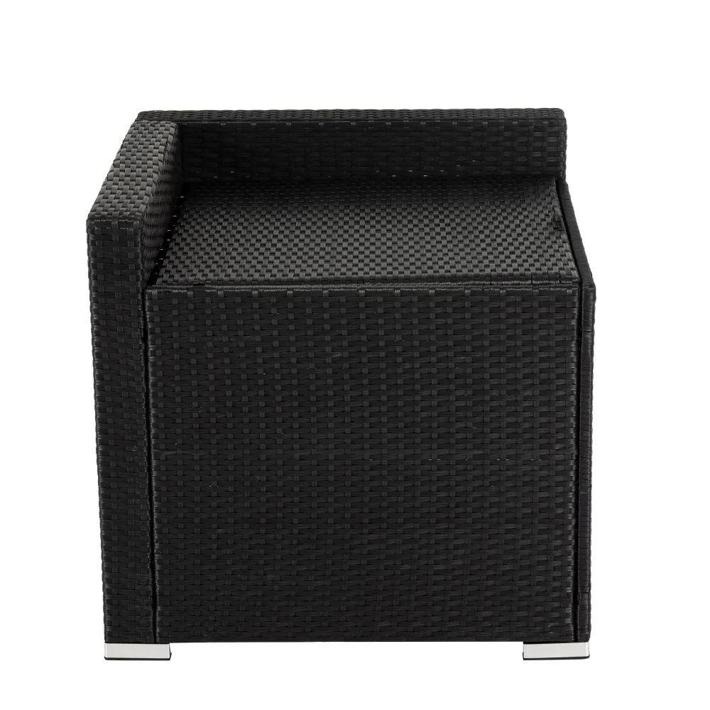Quincy 6-Seater Wicker Loveseat 7-Piece Outdoor Wicker with Storage Cover - Black