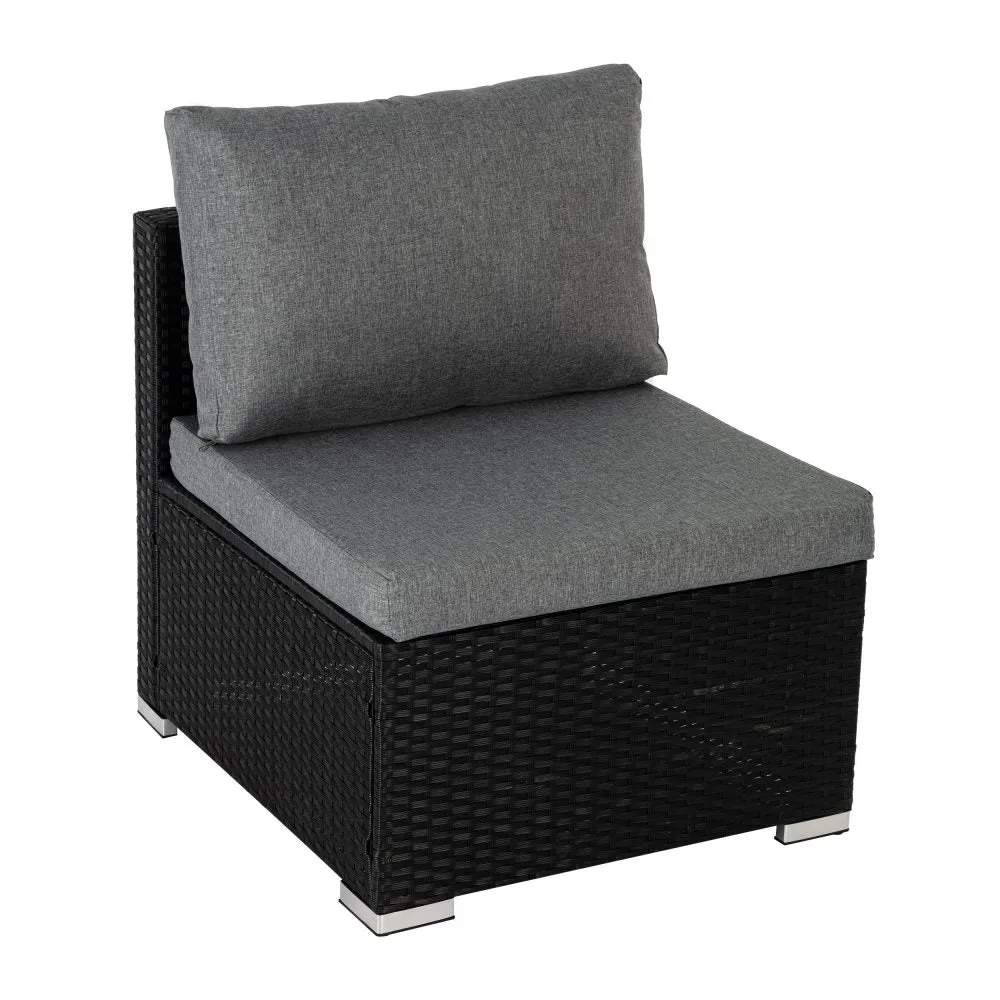 Quincy 6-Seater Wicker Loveseat 7-Piece Outdoor Wicker with Storage Cover - Black