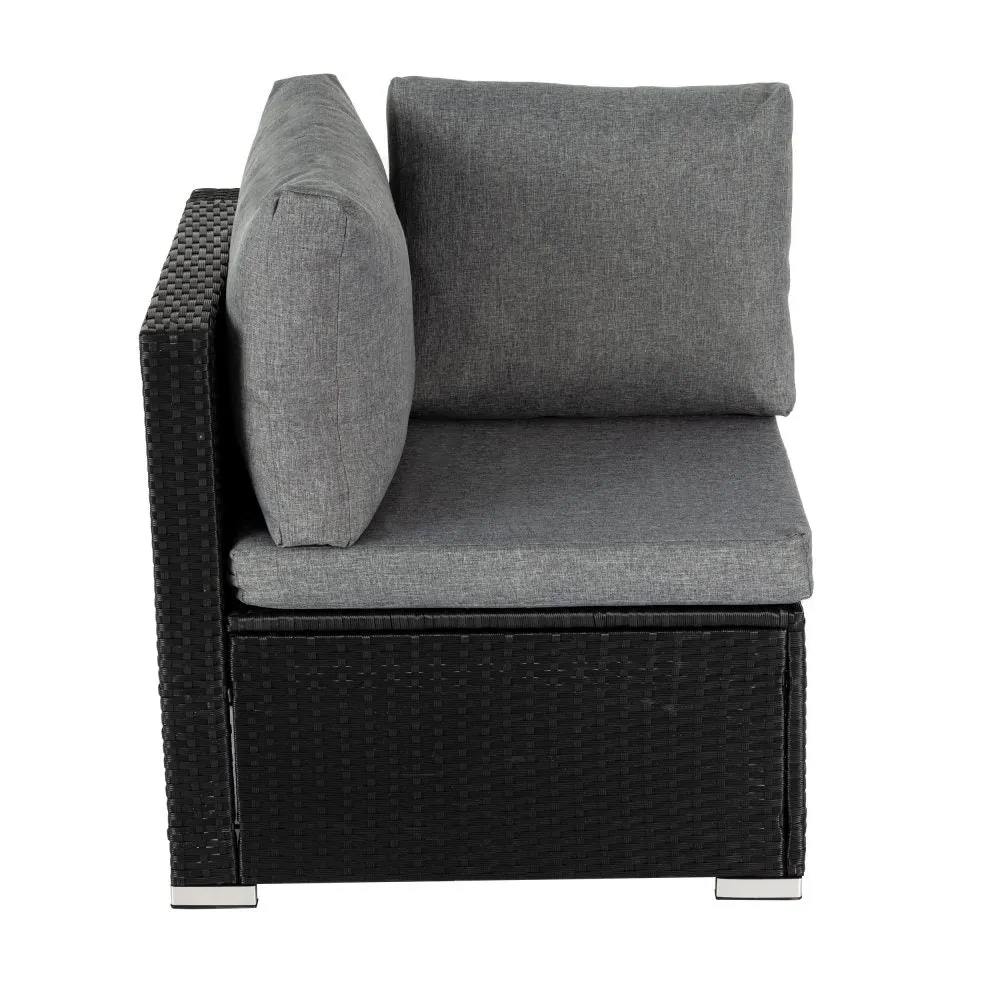 Quincy 6-Seater Wicker Loveseat 7-Piece Outdoor Wicker with Storage Cover - Black