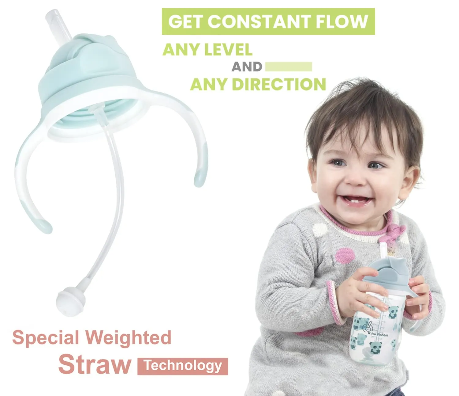 R for Rabbit Premium Bubble Baby Sipper |10 fl oz | Anti Spill Sippy Cup with Soft Silicone Straw BPA Free & Non Toxic for Baby/Kids of 9  Months - (300 ml Blue)