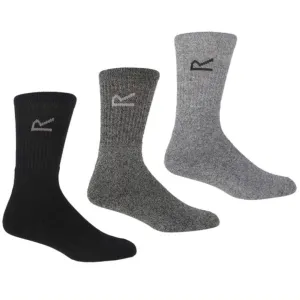 Regatta 3 Pack Walking Crew Length Socks - Grey/Black 6-11 UK