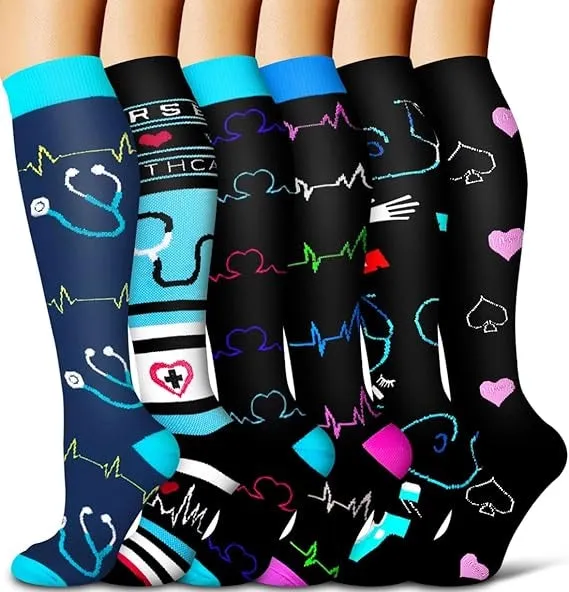 ROYALUCK Best Compression Socks for Running, Nursing, and Sports (6 Pairs)