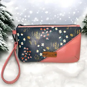 Salmon and Meadow Handcrafted Wristlet