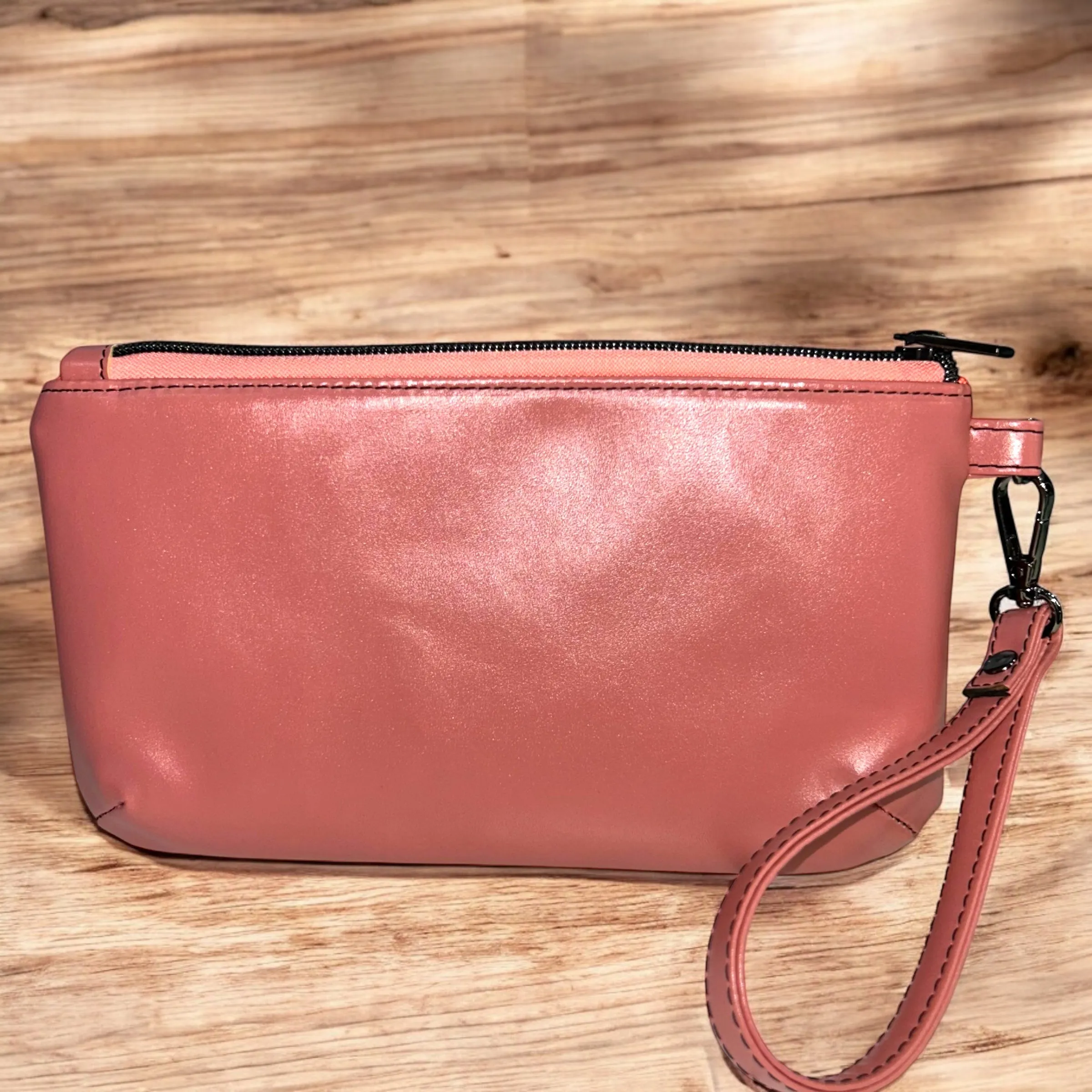 Salmon and Meadow Handcrafted Wristlet